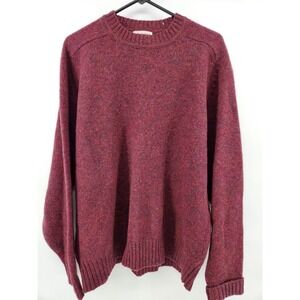 VTG Mens XL Knit Scottish Shetland Wool Pullover Sweater CLANSMAN Burgundy
